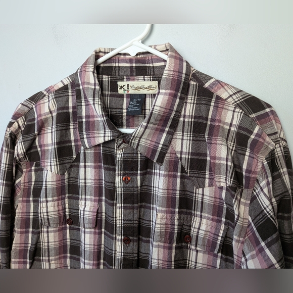 OK JEANS ! Y2K Men Casual Button Down Shirt Long Sleeve Western Size XL 100% Cot - Picture 2 of 9